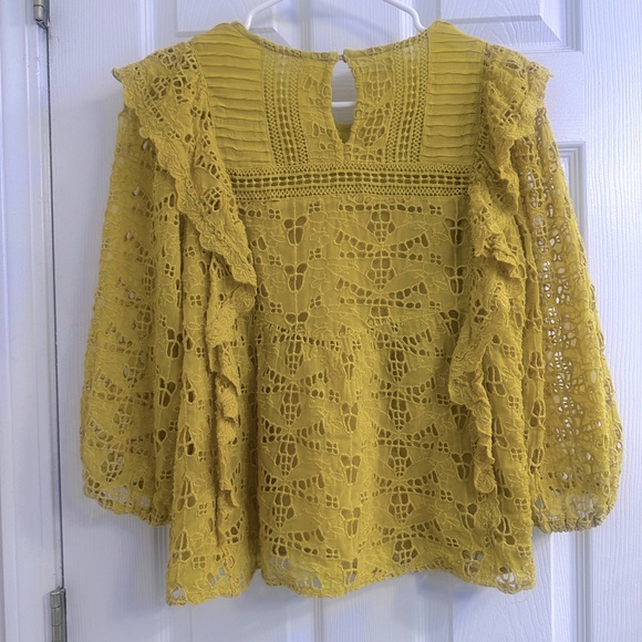 Yellow Lace Ruffle Blouse - Picture 2 of 3